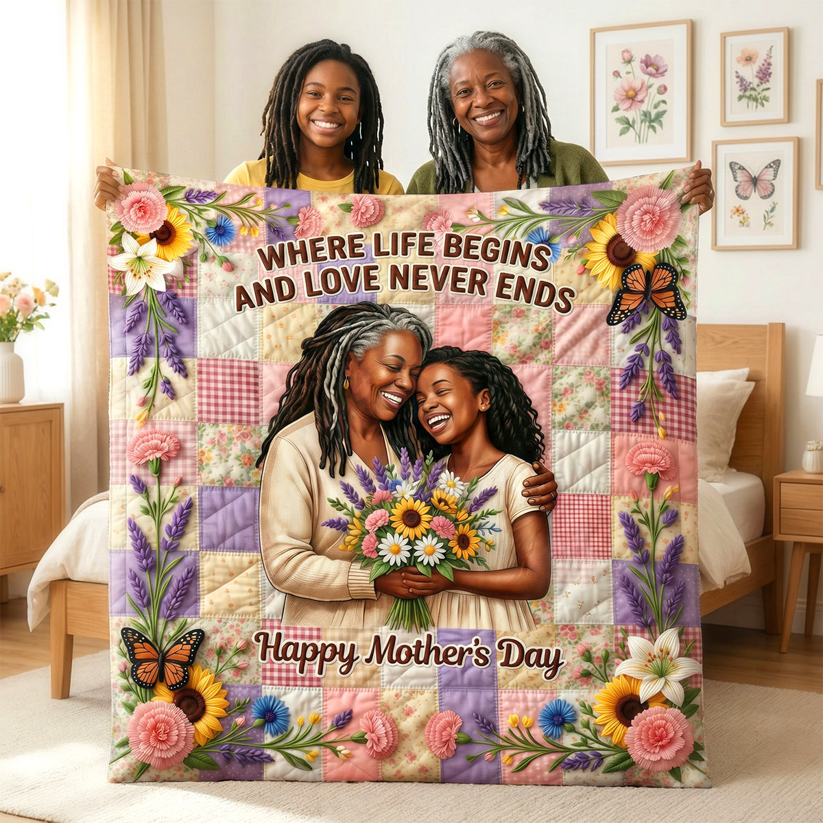 Love Mom Blanket - Custom Photo Gifts For Moms 02tydh090426-Homacus