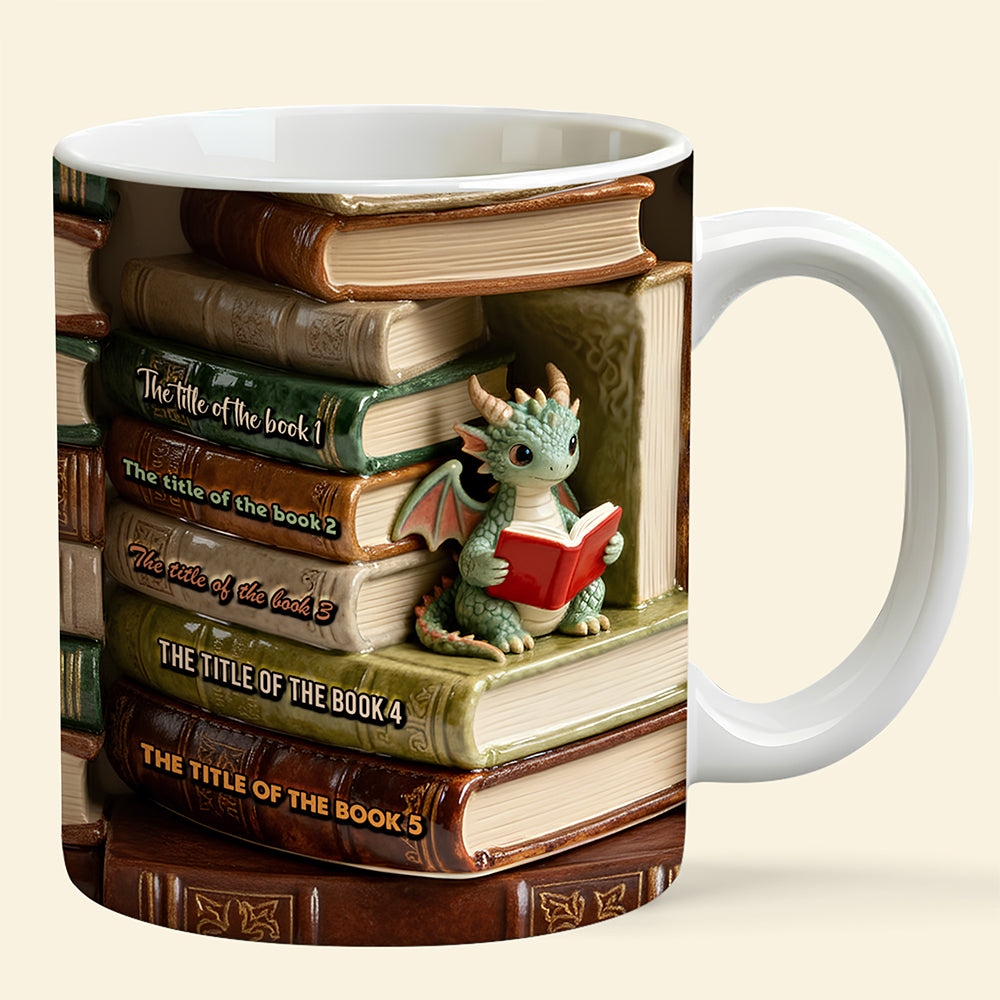 Dragon Reading Book Coffee Mug- Personalized Gifts For Book Lovers 08OHDT301225-Homacus
