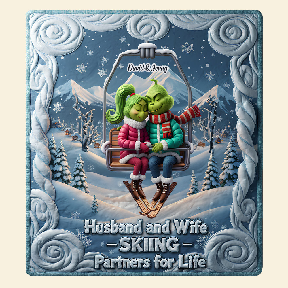 Personalized Christmas Gifts For Skiing Lover Couple Quilt Bedding Set 06patn171125-Homacus