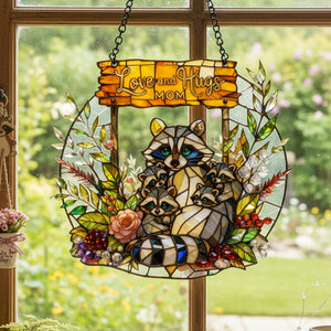 Raccoon Mom and Kids Suncatcher Ornament – Personalized Gifts For Mom 01tota030326-Homacus