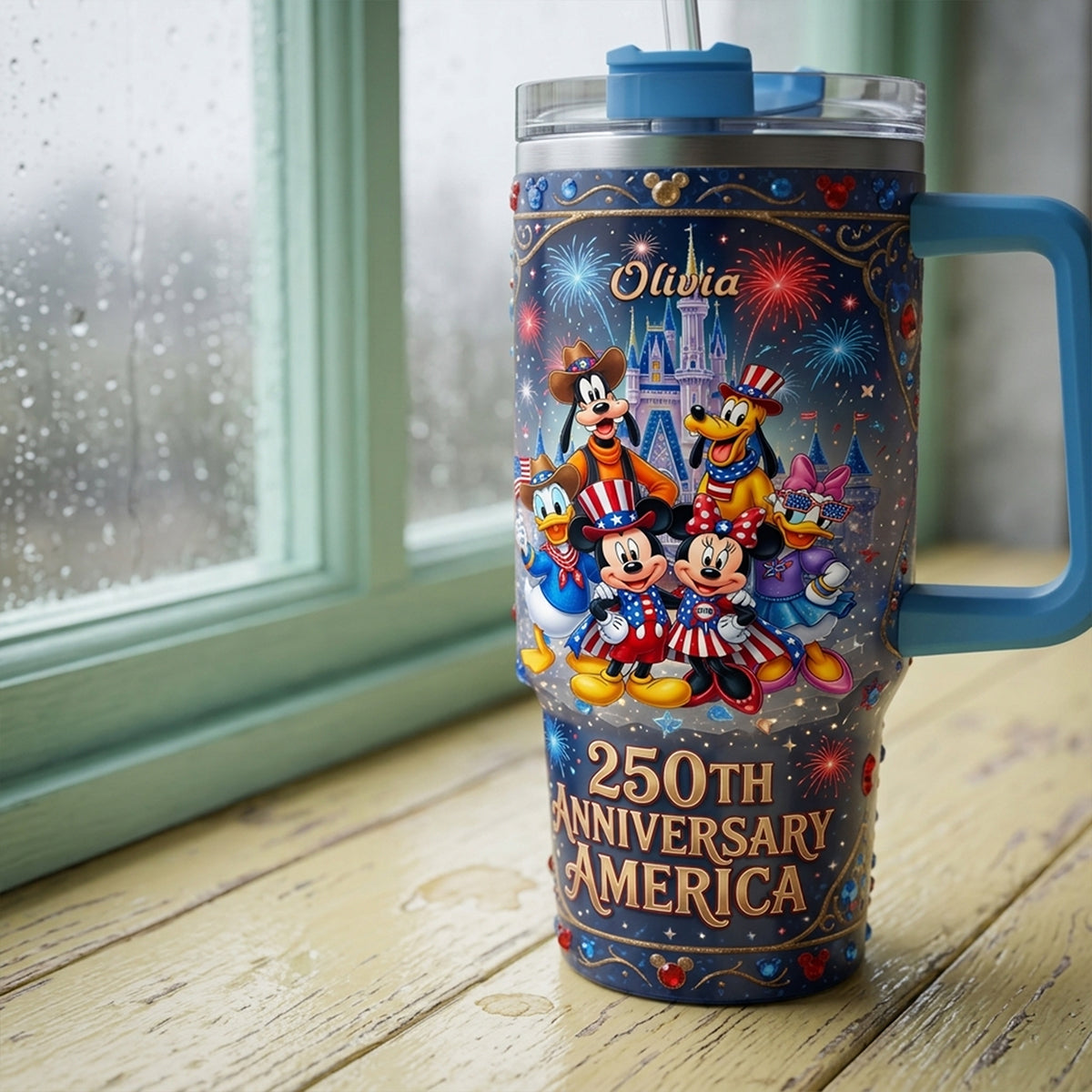 Celebrate America 250th Anniversary Colorful 40oz Tumbler With Handle - Personalized Gifts For Patriots 02tyta190626