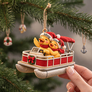 Ducking Fun Pontoon Ride Ornament - Personalized Gifts For Pontoon Lovers 03QHLU161026-Homacus
