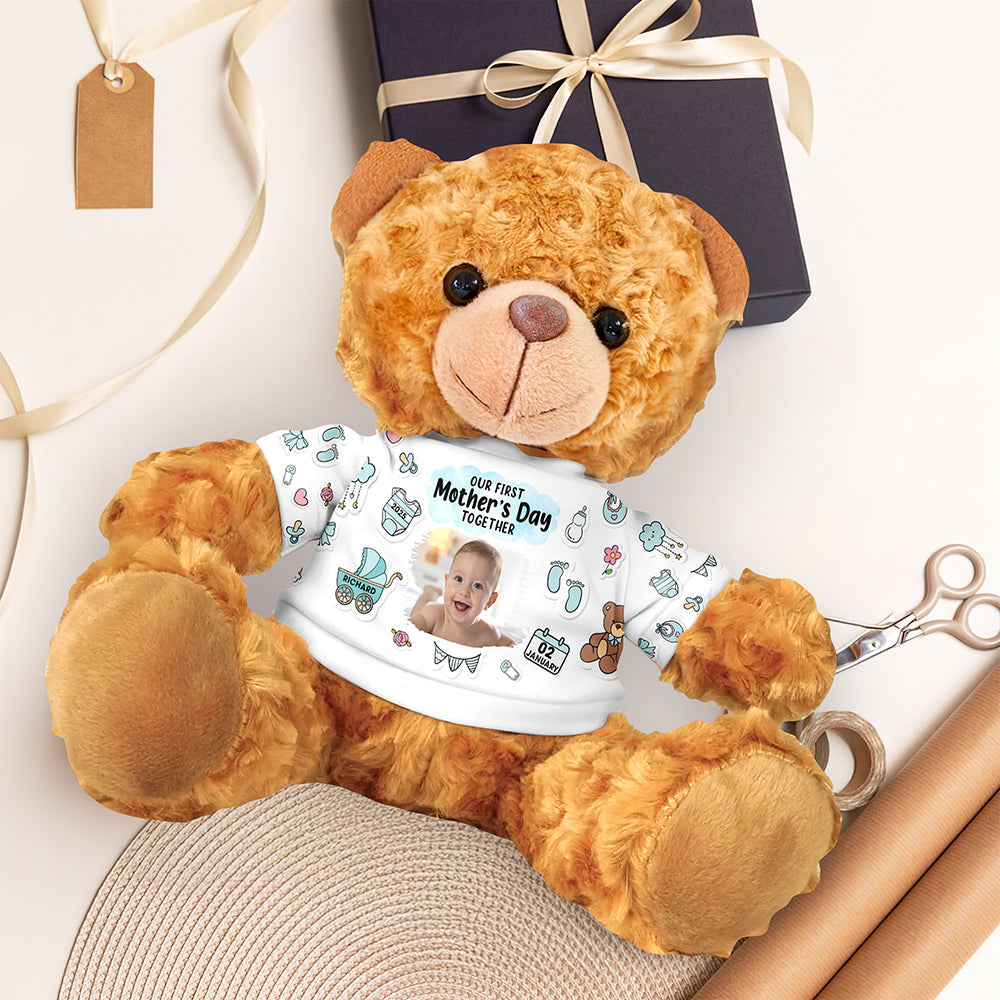 Custom Baby Photo Gifts For Mom Bear With Shirt 04tgqn030325 Our First Mother's Day Together-Homacus