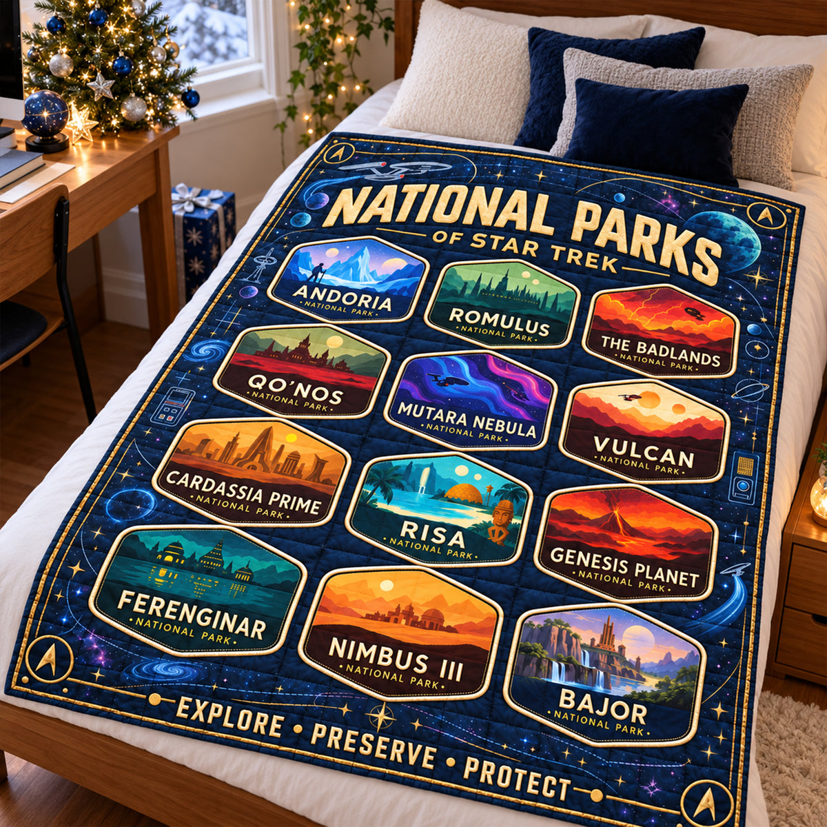 Cosmic National Parks Blanket - Personalized Gifts For Sci-Fi Lovers 03naqn061026-Homacus