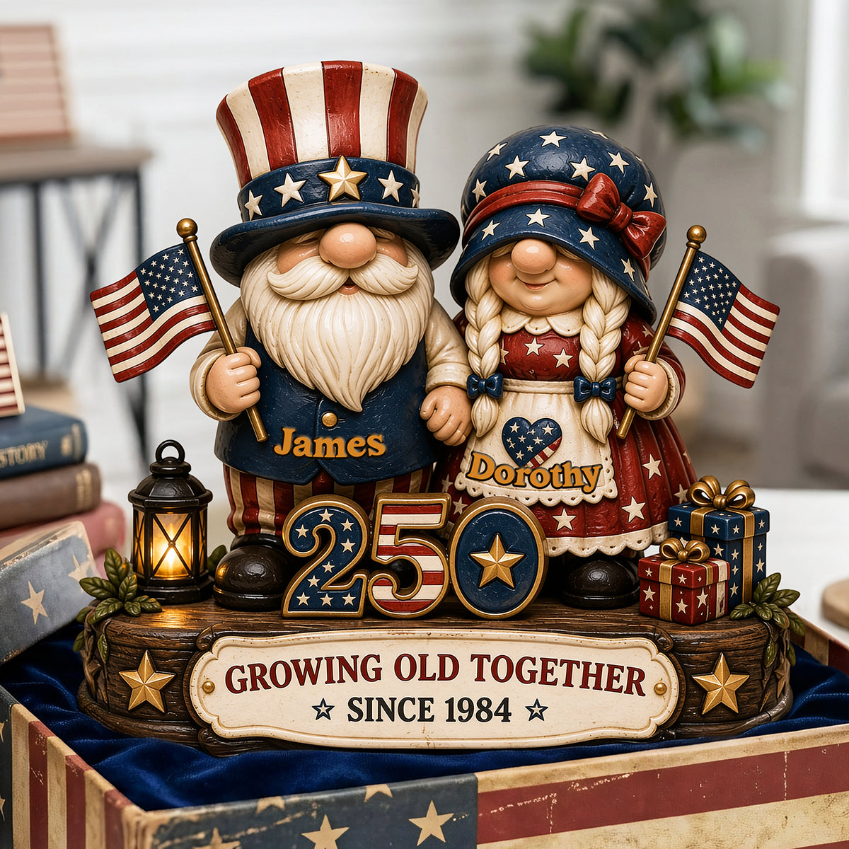 250th Anniversary Gnome Couple Acrylic Plaque - Personalized Gifts For Patriotics Plaque 02NATA050526-Homacus