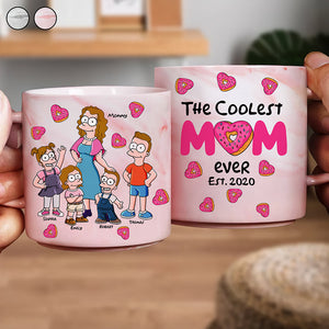 The Coolest Mom Ever Marble Mug - Personalized Gifts For Mom 01KAQN030425PA-Homacus