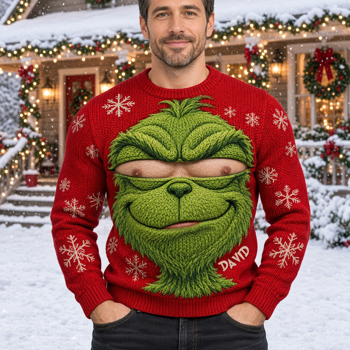 Funny Christmas Stealer Knitted Ugly Sweater - Personalized Funny Gifts For Him 02HUTN121026-Homacus
