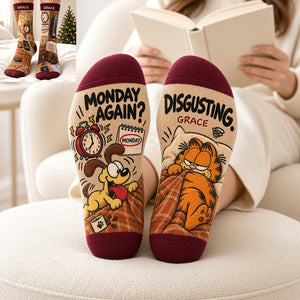 Monday Morning Routine Of A Lazy Orange Tabby Socks - Personalized Gifts 07hadt170926
