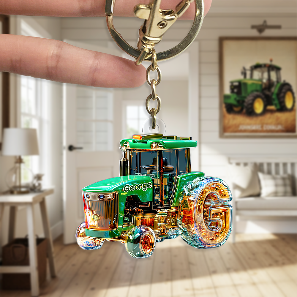 Personalized Gifts For Tractor Lovers Keychain, Any Letter 01TGPU240625-Homacus