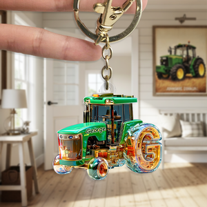 Personalized Gifts For Tractor Lovers Keychain, Any Letter 01TGPU240625-Homacus