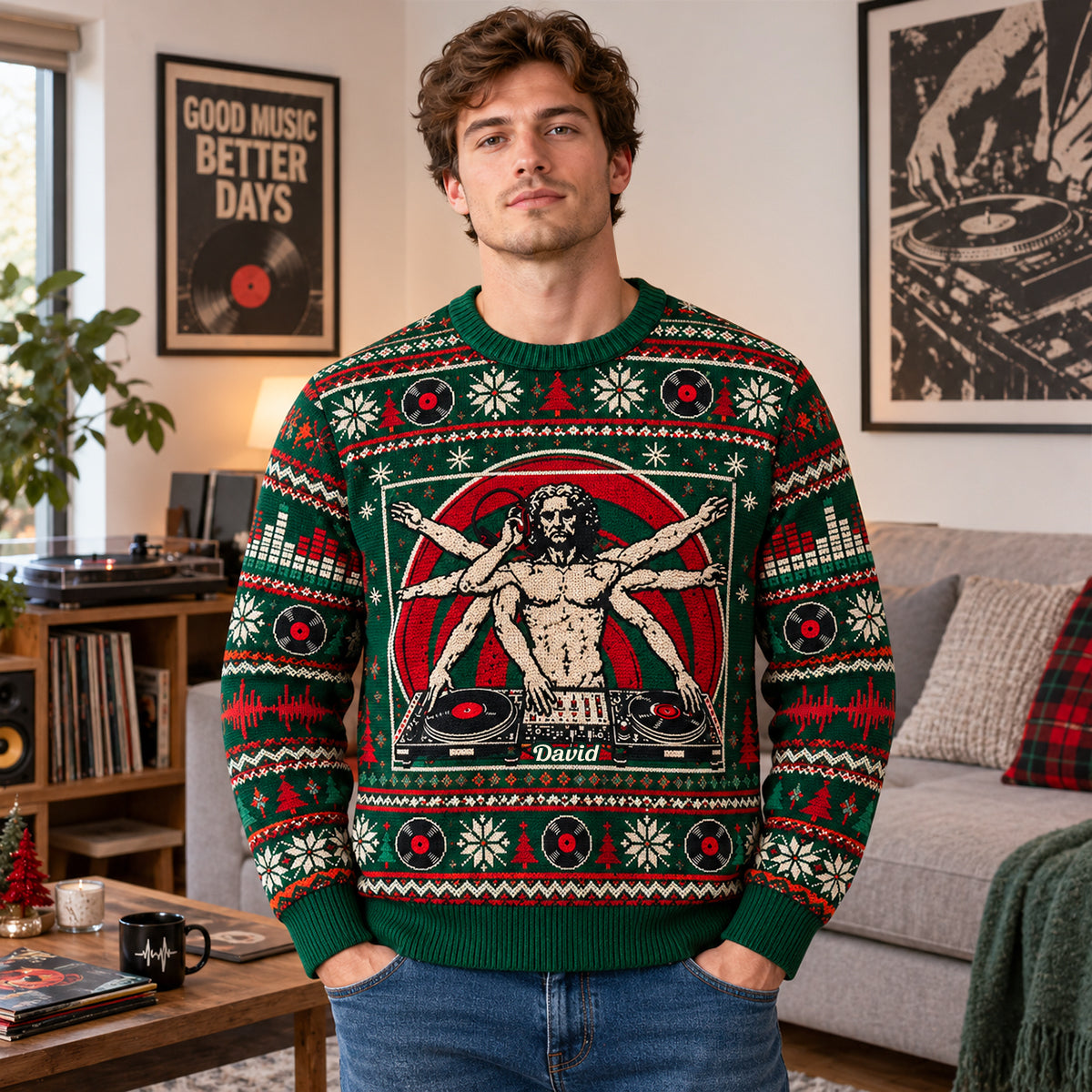 Funny DJ Ugly Sweater - Personalized Gifts For Christmas 05nadh131026-Homacus