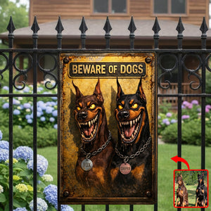 Beware Of Dog Print Metal Sign - Custom Photo Gifts For Dog Lover Metal Sign 01TGQN040326-Homacus