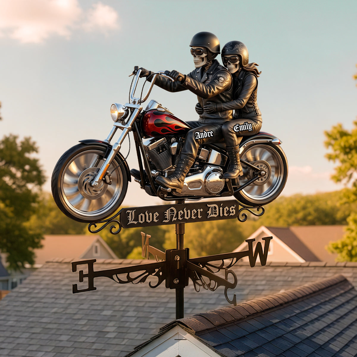 Skeleton Biker Weather Vane - Personalized Gifts For Couple 01nadh280526-Homacus