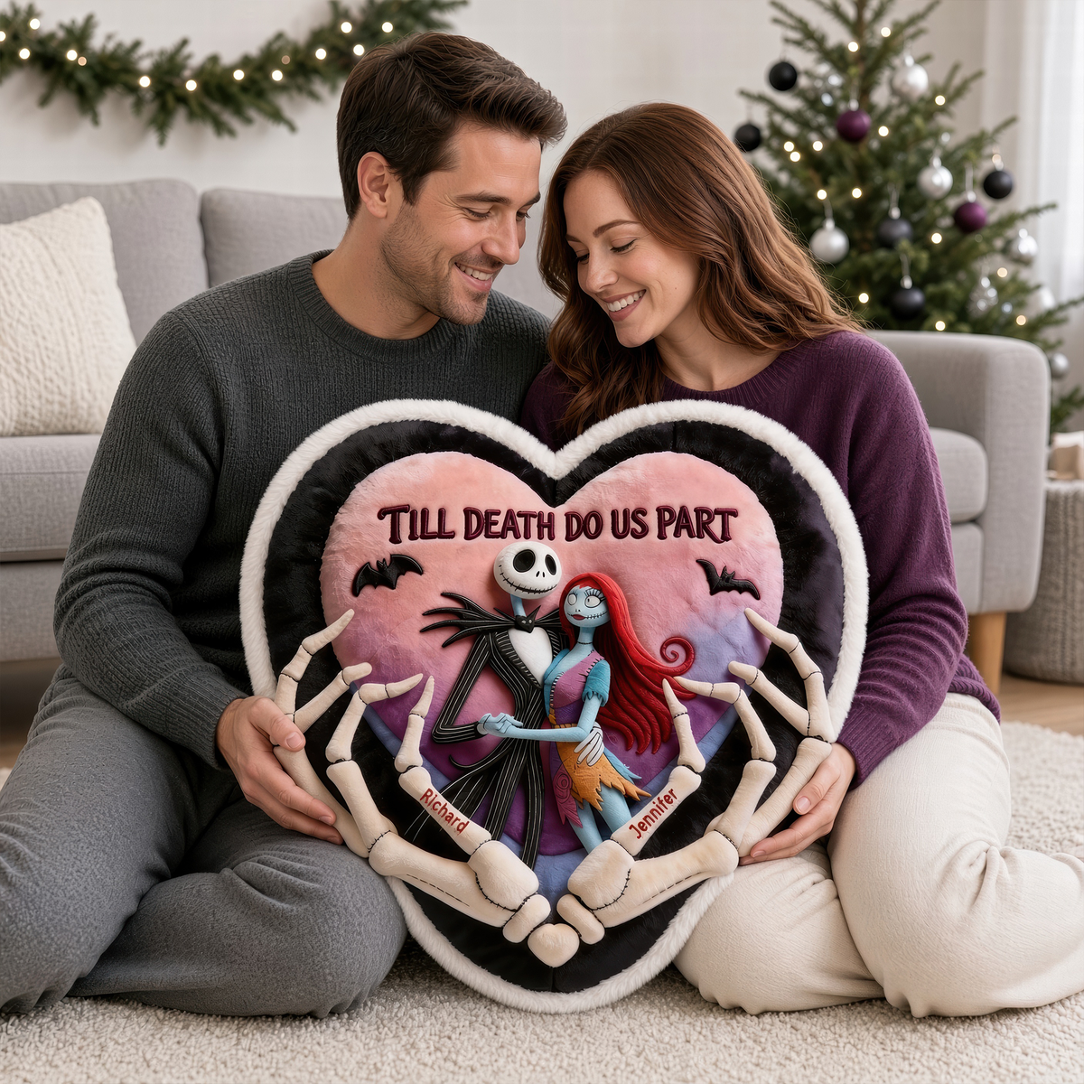 Spooky Couple Pillow - Personalized Christmas Gifts For Couples 03ttqn091026-Homacus