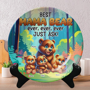 Personalized Gifts For Bear Mom Round Plate Best Mom Bear Ever 02XQQN120325-Homacus
