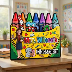 Teacher's Crayon Classroom Acrylic Plaque - Personalized Gifts For Teachers 02naqn060726-Homacus