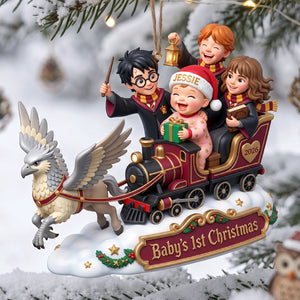 Whimsical Wonderland Baby First Christmas Riding in A Santa Sleigh Acrylic Ornament - Personalized Christmas Gifts For Kids 04tyta151026-Homacus