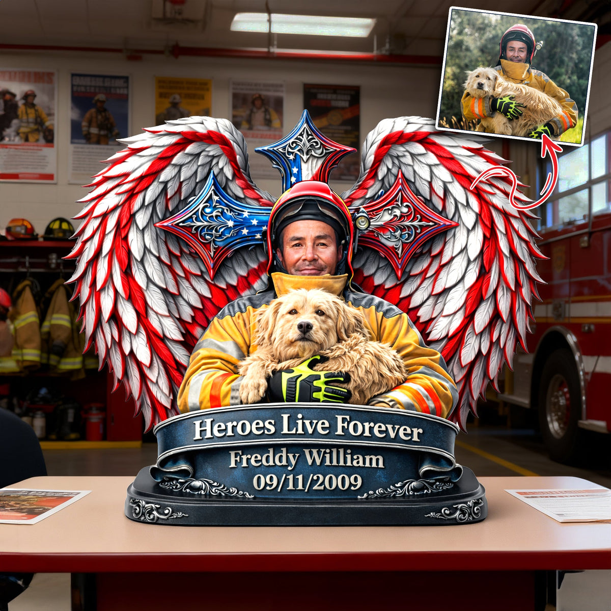 Heroes Live Forever Acrylic Plaque - Personalized Memorial Gift For Firefighter 01HULU300126-Homacus