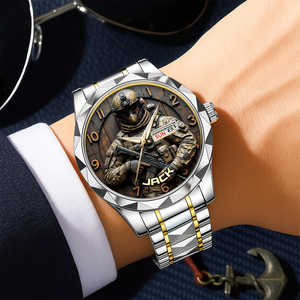 Veteran Stainless Steel Men's Watch - Personalized Gifts For Veteran 01hulu250725-Homacus