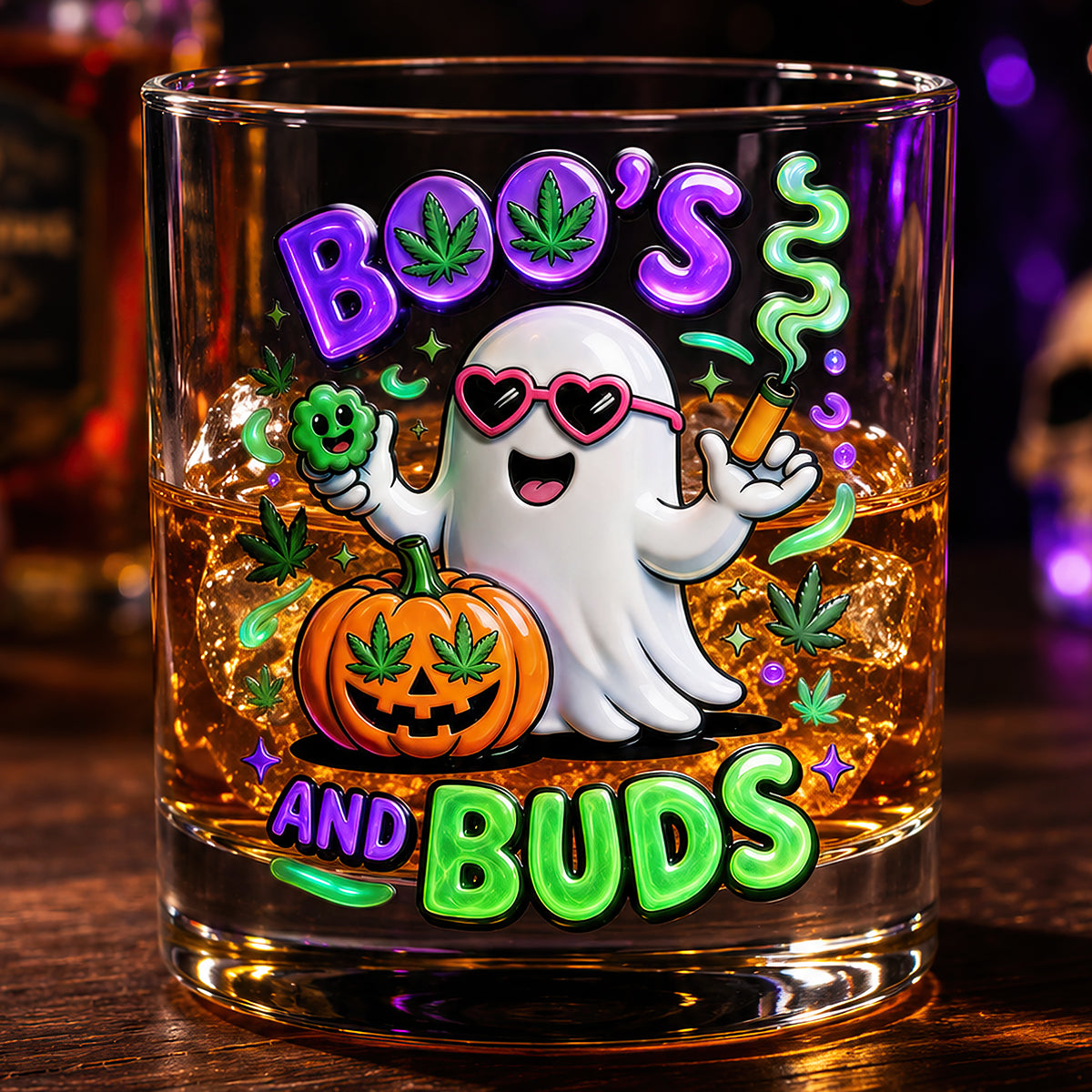 Stoner Boo Round Glass - Personalized Halloween Gifts 04TODT170826-Homacus