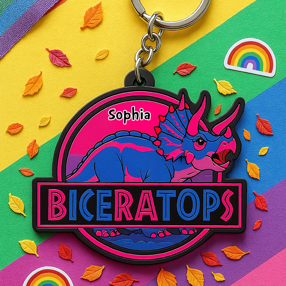 Colorful Dinosaur Keychain – Personalized Gifts for LGBTQ+ Pride 03hupu050625-Homacus