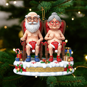 Naughty Old Couple Christmas Ornament - Personalized Gifts For Couple 03ohqn300825-Homacus