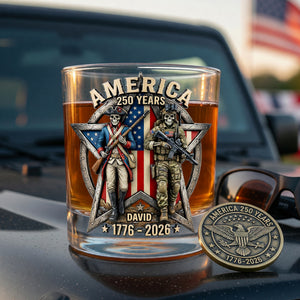 Fierce American Veteran Celebrated America 250th Anniversary Drinking Glass - Personalized Gifts For Veterans 01toqn080626-Homacus