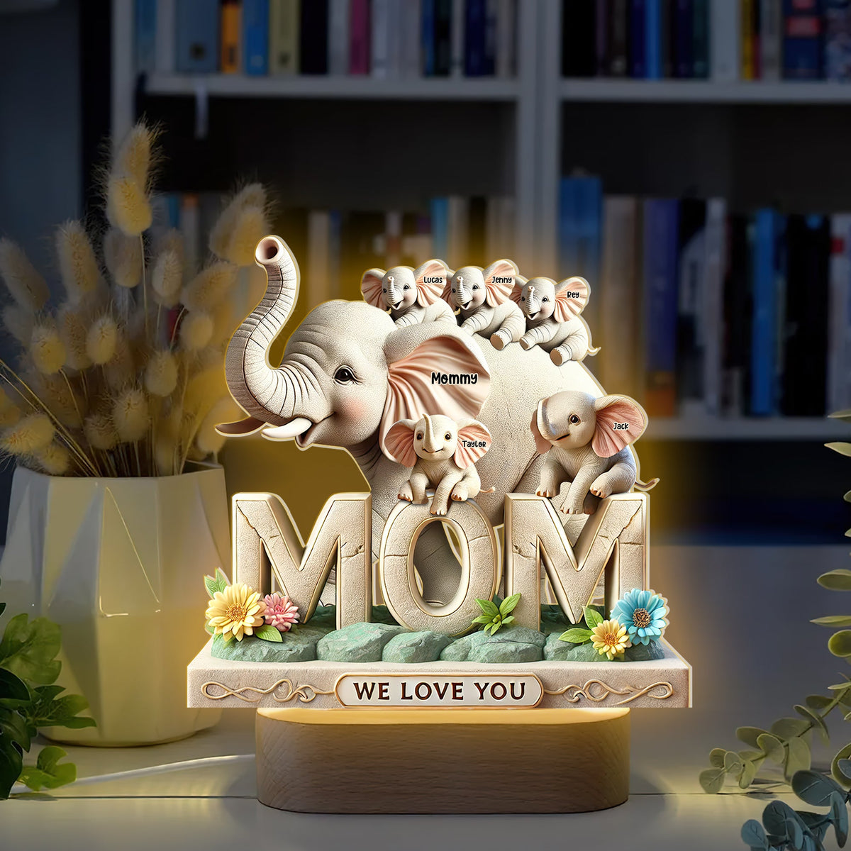 Personalized Christmas Gifts For Mom Elephant LED Light 01hutn170425-Homacus