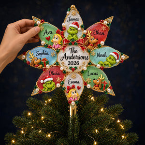 Christmas Family Tree Topper - Personalized Gifts For Family Acrylic Christmas Tree Topper 02HUDT071026-Homacus