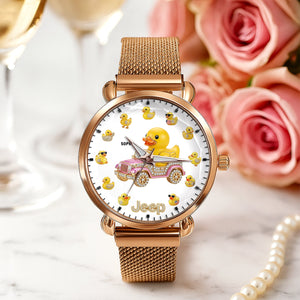 Funny Duck Mesh Strap Quartz Watch Personalized Gifts For Off Road Lovers 01HUTN040825-Homacus