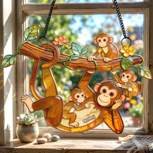 Chilling Fun Monkey Mom Suncatcher Ornament - Personalized Gifts For Mom 01qhtn140326-Homacus