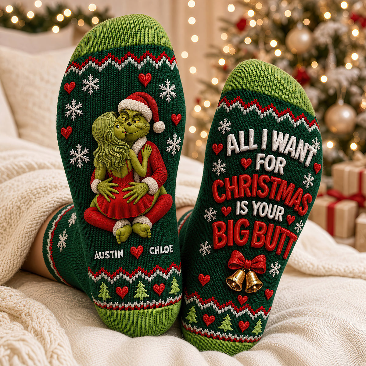 Furry Naughty Couples Middle Tube Socks - Personalized Christmas Gifts For Couples 01ohdt250926