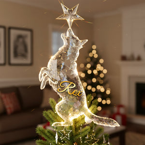 Graceful Dog Rearing Up With Star Tree Topper, Personalized Gifts For Dog Lovers 02qhqn211125-Homacus