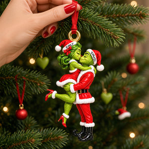 Mischievous Kissing Duo Christmas Ornament - Personalized Gifts For Couple 05tydh091026-Homacus
