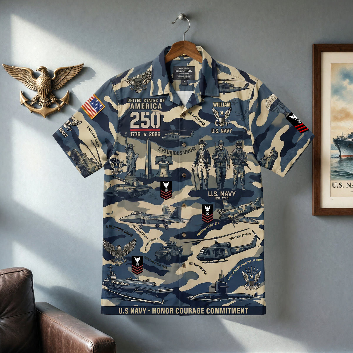 Custom Military Insignia Hawaiian Shirt - Personalized Gifts For Veteran 03QHQN030626-Homacus