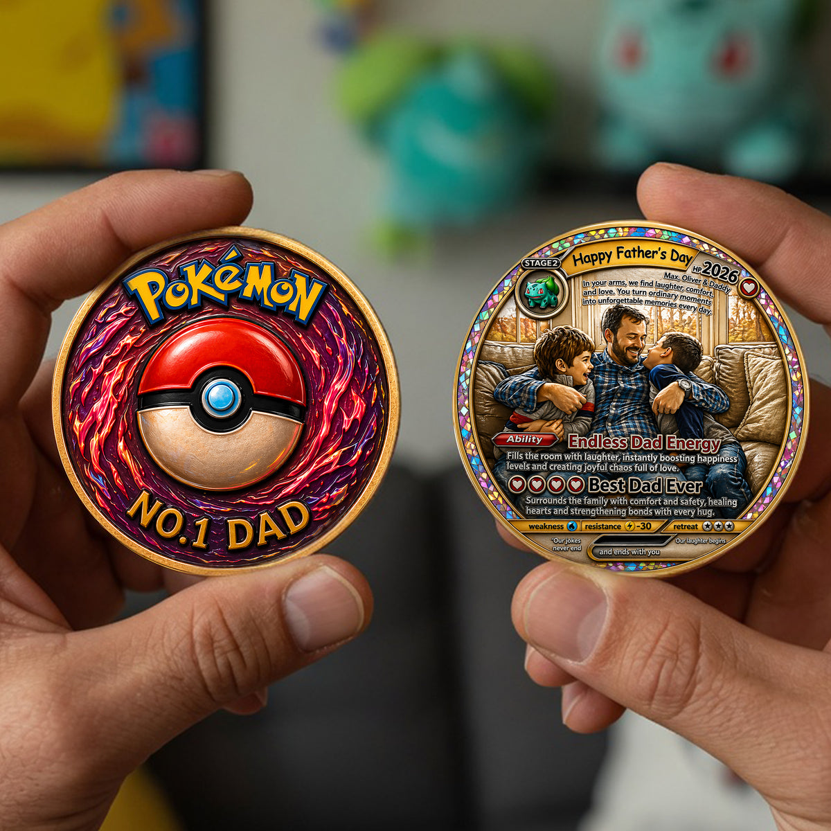 Endless Dad Energy Metal Coin Custom Photo Gifts For Dad 02TOTN250426-Homacus