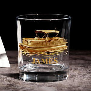 Pontoon Personalized 11oz Round Drinking Glass, Personalized Gifts For Sea Lover 01pgta230925-Homacus