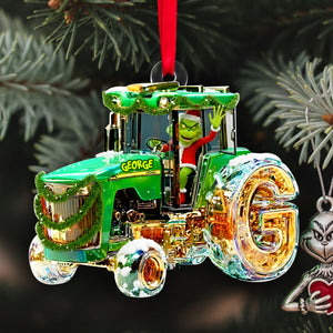 Green Tractor Initials Ornament - Personalized Christmas Gifts For Tractor Lovers 01TGLU110925-Homacus