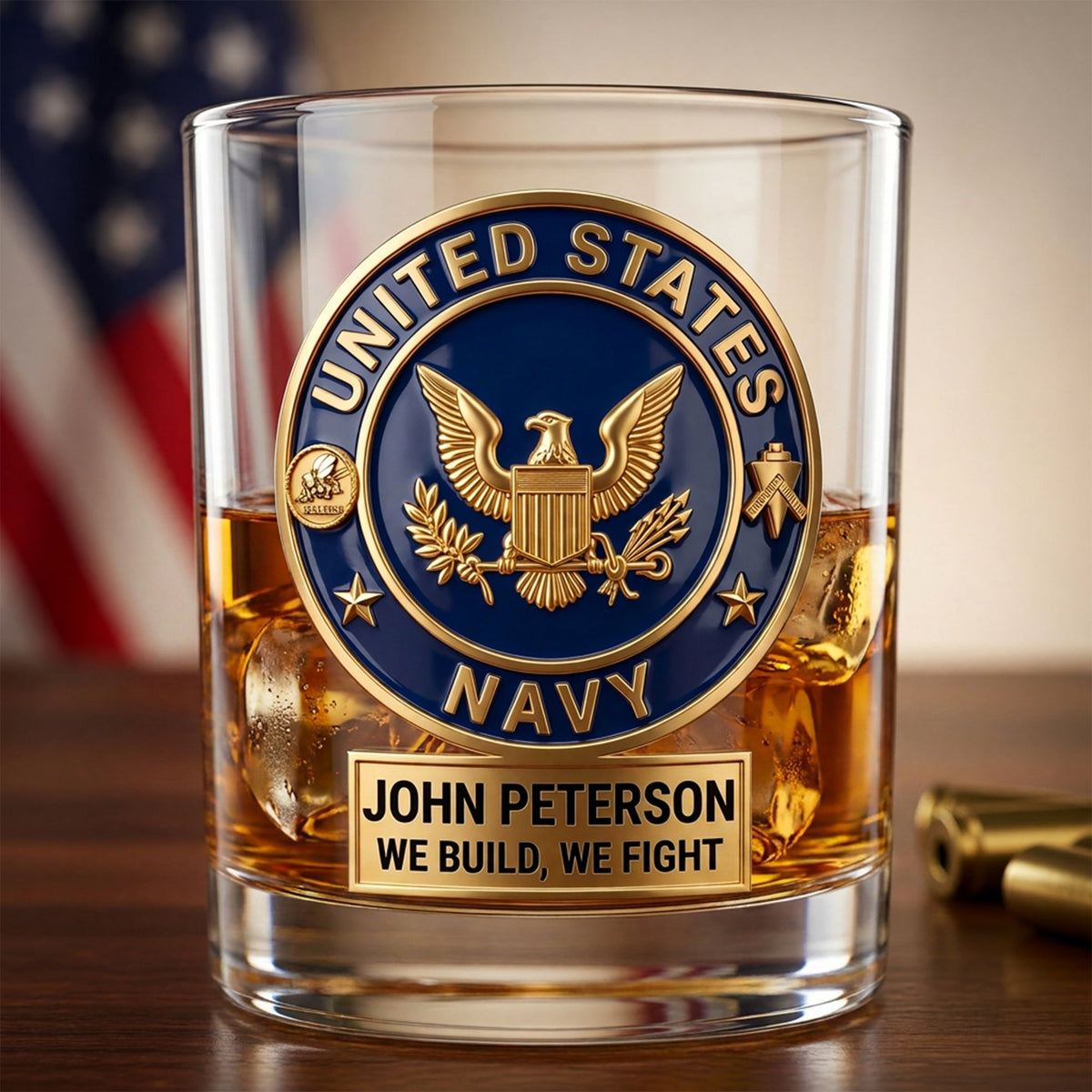 Custom Military Insignia Drinking Glass - Personalized Gifts For Veterans 04qhqn080626