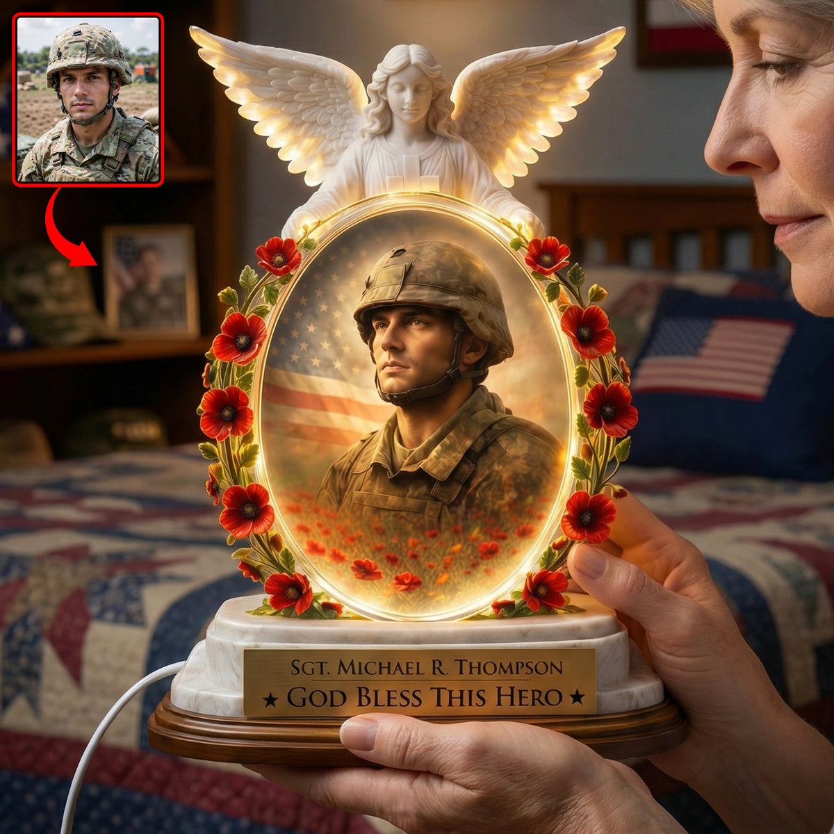 God Bless This Hero - Veteran Memorial Light Box - Custom Photo Gifts For Heaven 03tyqn070426-Homacus
