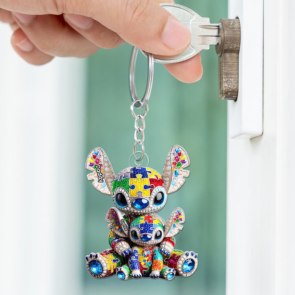 Autism Dad Keychain - Personalized Gifts For Dad 04TGQN140525-Homacus