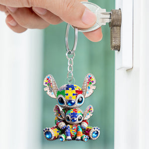 Autism Dad Keychain - Personalized Gifts For Dad 04TGQN140525-Homacus