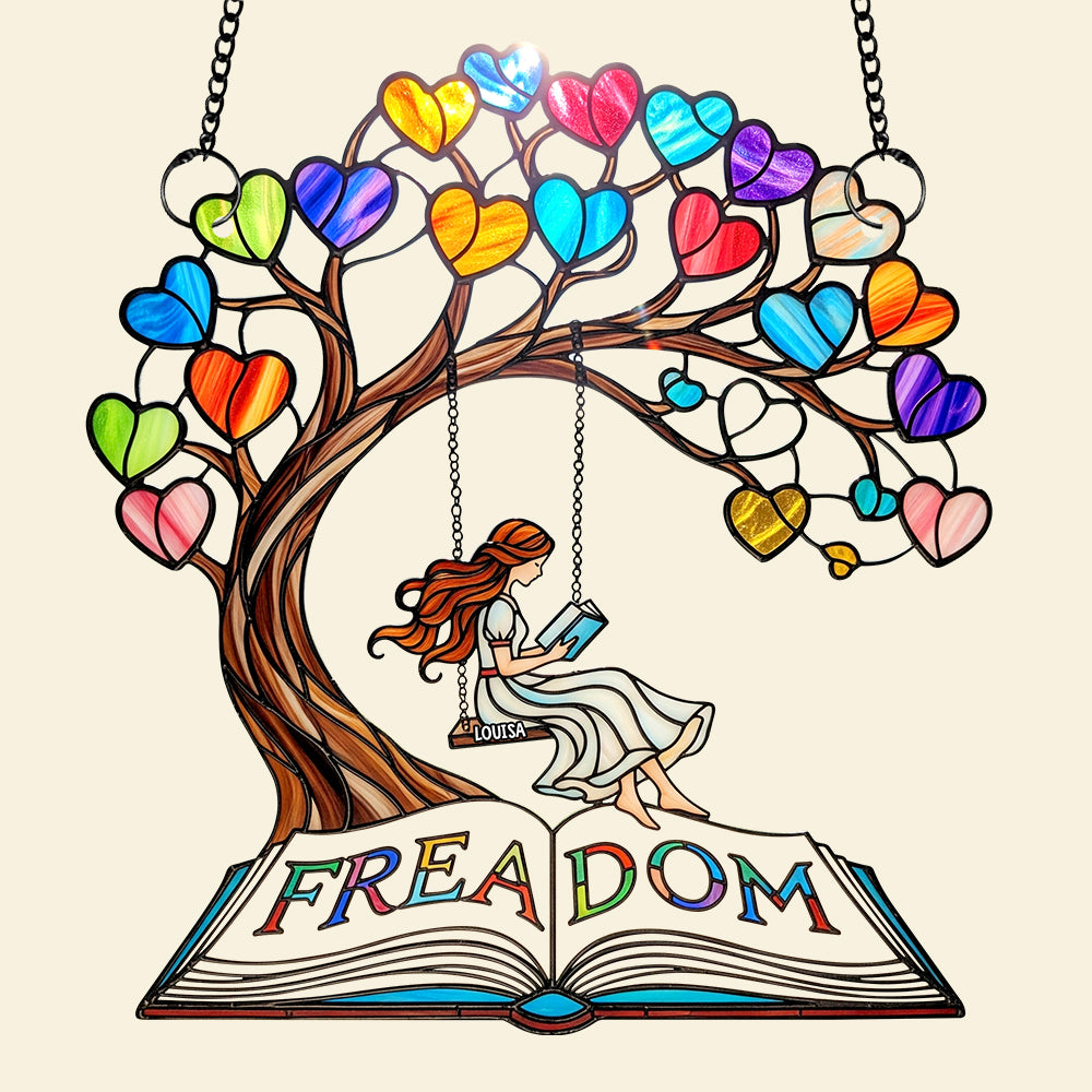 Reading Girl Suncatcher Ornament Personalized Gifts for Book Lovers 04QHDT160725-Homacus