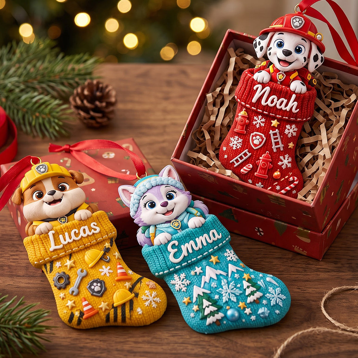 Rescue Pups Christmas Stocking Ornament - Personalized Gifts For Kids 06TTTN201026-Homacus