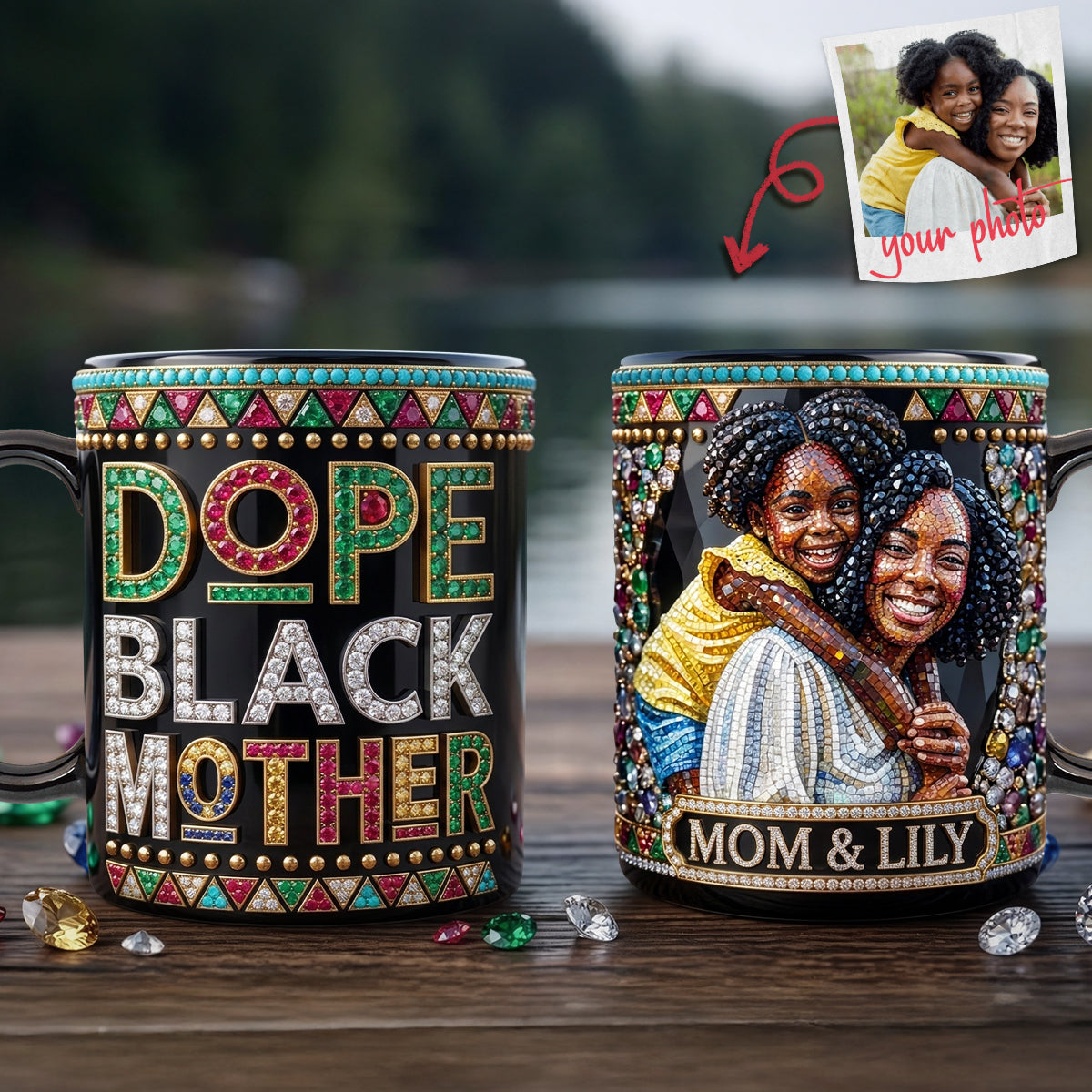 Custom Photo Black Mom Coffee Mug - Personalized Gifts For Mom 01huta130426-Homacus