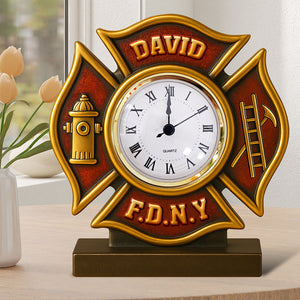 Firefighter Desk Clock Plaque - Personalized Gifts For Firefighter 02toqn280525-Homacus