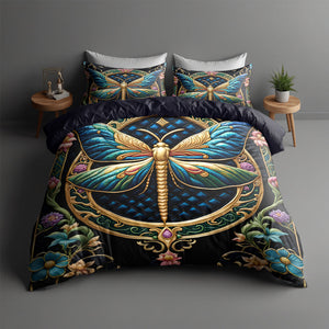 Enchanted Dragonfly Garden Quilt Bed Set Quilt Bed Set Gift For Dragonfly Lovers 05HULU200125-Homacus