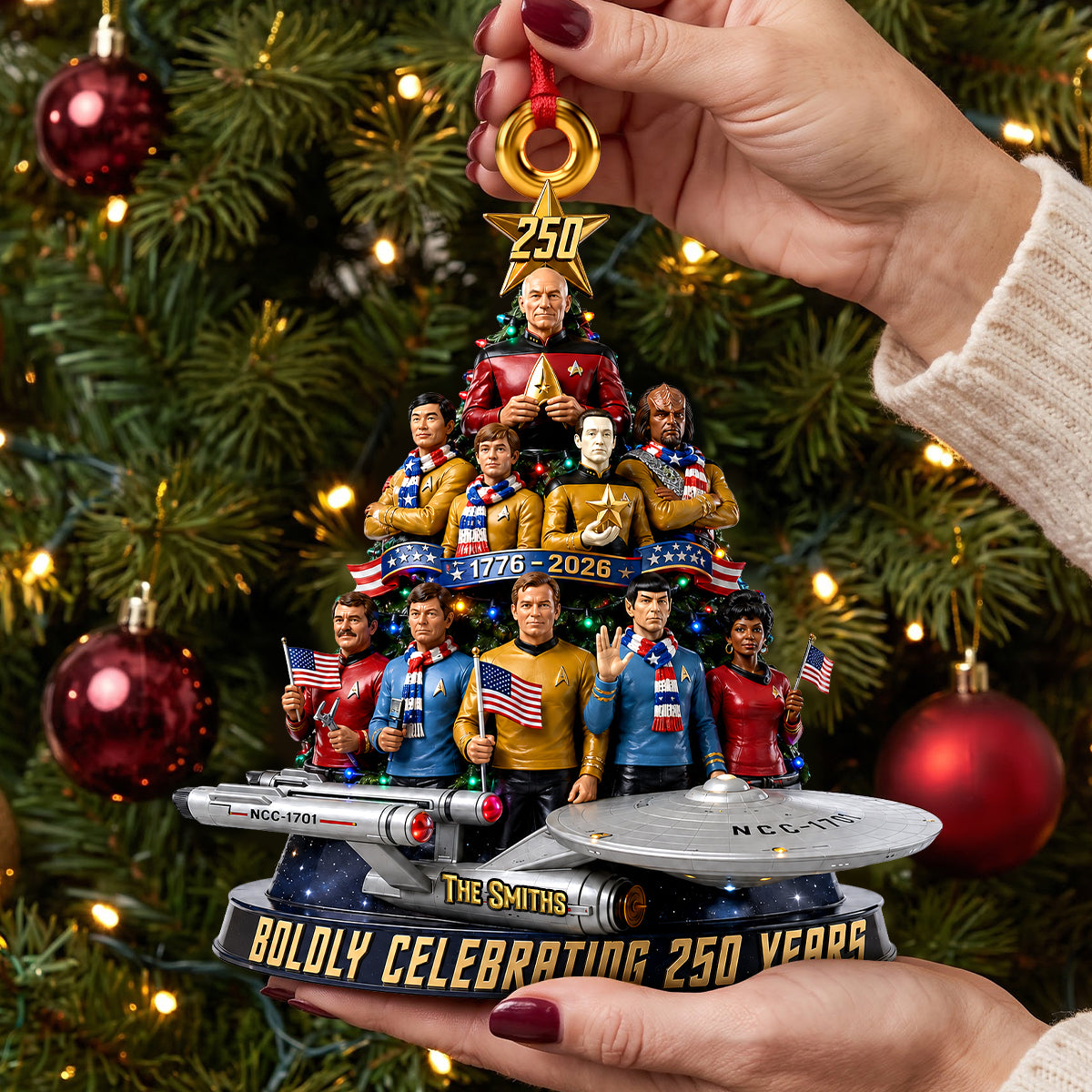 Patriotic Space Adventure Acrylic Ornament - Personalized 250th Anniversary Gift For Family 04TYDH240826