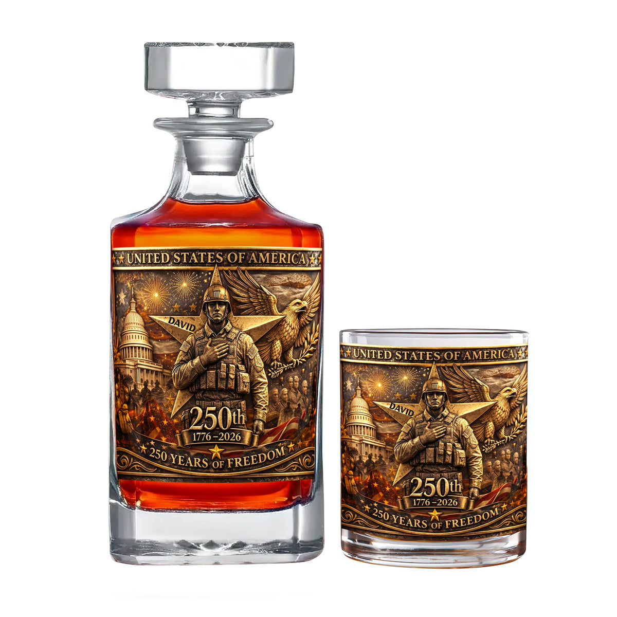 Anniversary Veteran Decanter Set - Personalized Gift For Military Decanter Set 01TOQN280226-Homacus