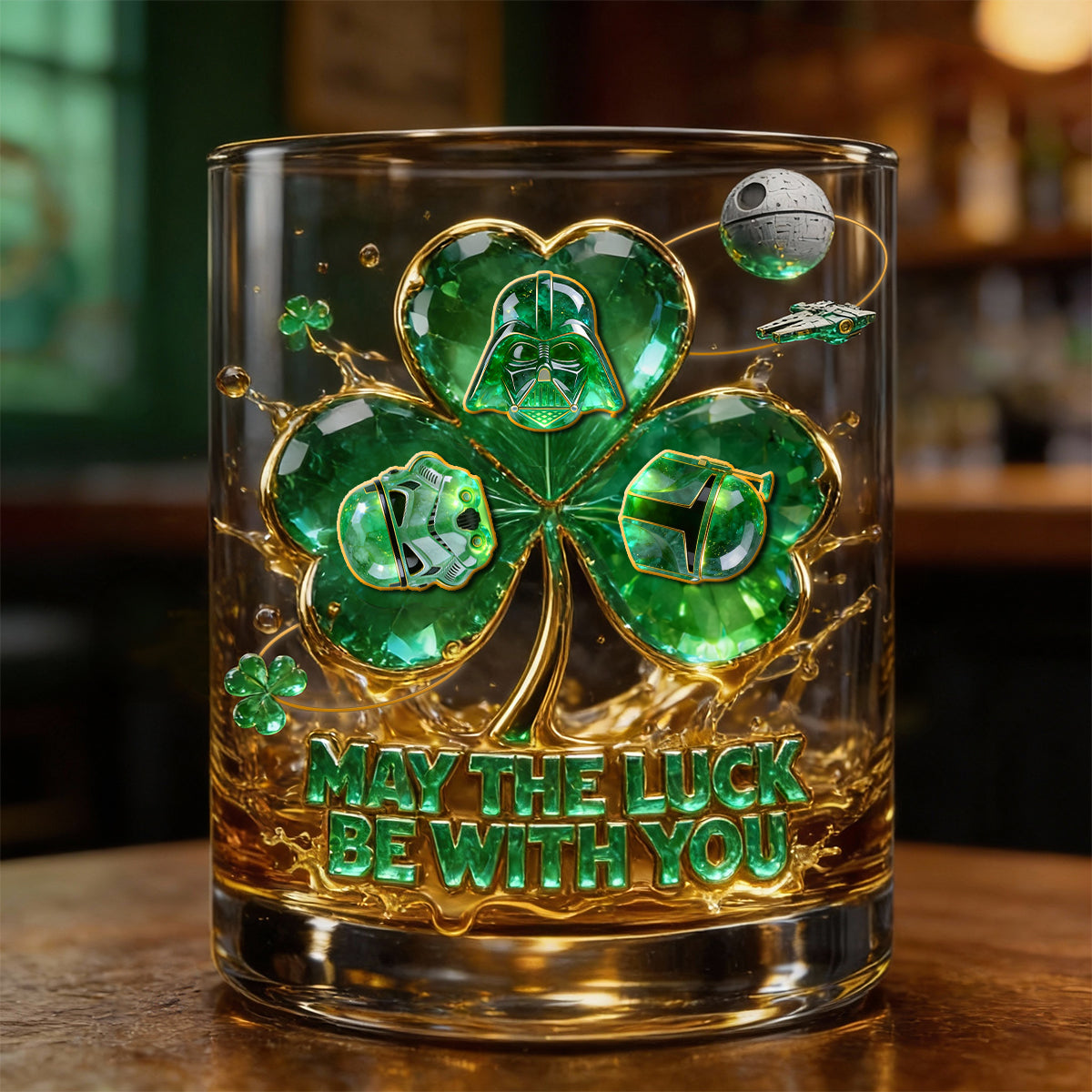 Good Luck From Outer Space Fun Patricks's Day Round Glass, Personalized Gifts 01QHTN040226-Homacus